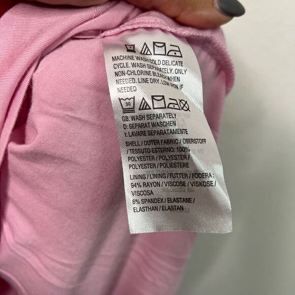 Belle By Kim Gravel Red Pink Abstract Floral Printed V-Neck Blouse Women's Large - Picture 7 of 14